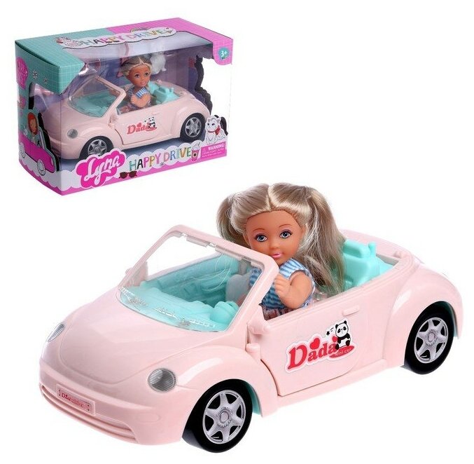 Кукла малышка Lyna в путешествии с машиной, питомцем и аксессуарами, микс