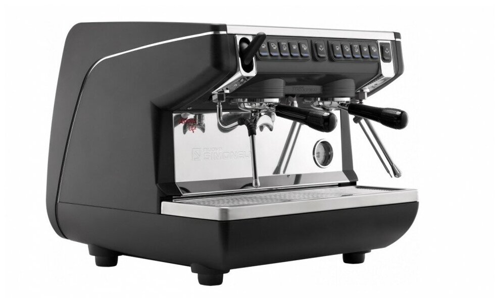 Профессиональная рожковая автоматическая кофемашина NUOVA SIMONELLI Appia Life Compact 2Gr V, высокие группы, черная