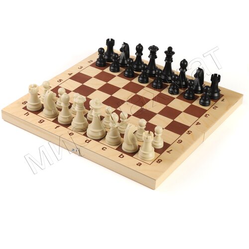Шахматы из ABS-пластика с гроссмейстерской складной лакированной доской 43 см