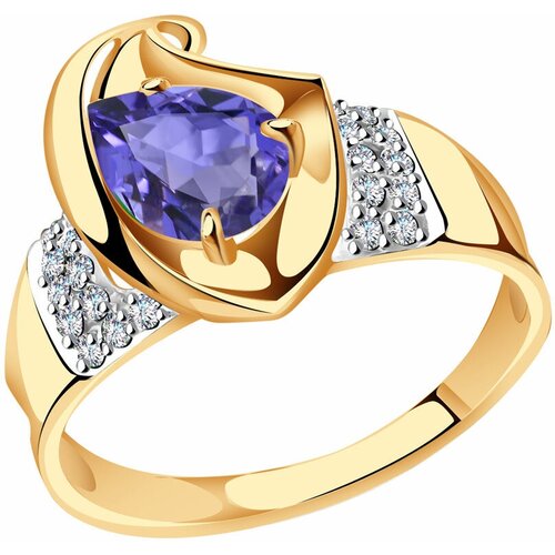Кольцо Diamant online, золото, 585 проба, фианит, танзанит, размер 17 кольцо diamant online золото 585 проба танзанит фианит размер 17 5