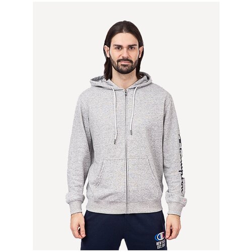 Худи спортивное Champion, размер S, серый hoodies men sweatshirt spring pocket slim fit patchwork zip hooded sweatshirt men long sleeve sports fitness running sweatshirt