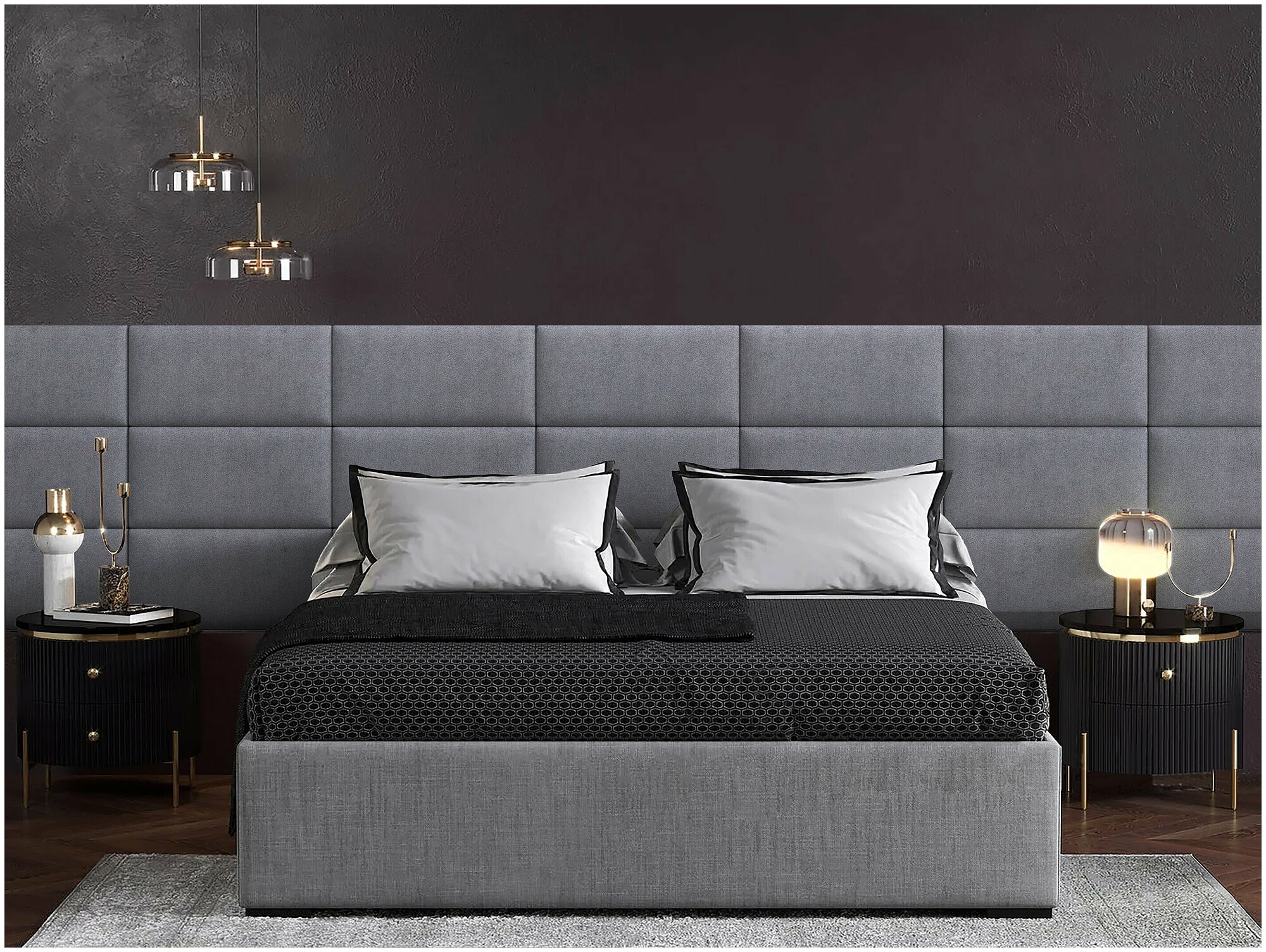 Мягкое изголовье кровати Alcantara Gray 30х60 см 2 шт.