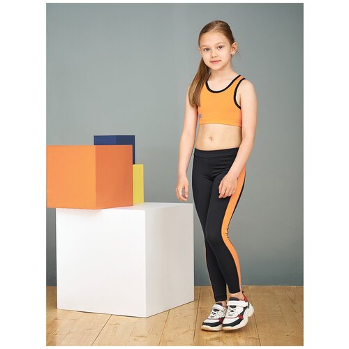 фото Топ для фитнеса микита для девочек, размер 152, оранжевый