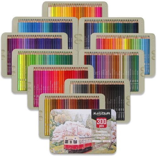 Карандаши цветные профессиональные 300 цветов, набор в металлической коробке, для рисования, для художников