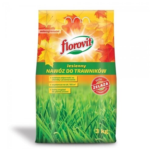 Florovit удобрение гранулированное для газонов, осеннее, мягкая упаковка, 3 кг