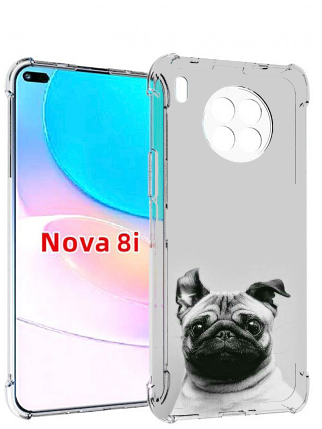 Чехол задняя-панель-накладка-бампер MyPads мопс для Huawei Nova 8i/Huawei Honor 50 Lite противоударный