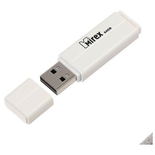 Флешка Mirex LINE WHITE, 64 Гб, USB2.0, чт до 25 Мб/с, зап до 15 Мб/с, белая white line разделители для пальцев пенополиэтилен white line 25