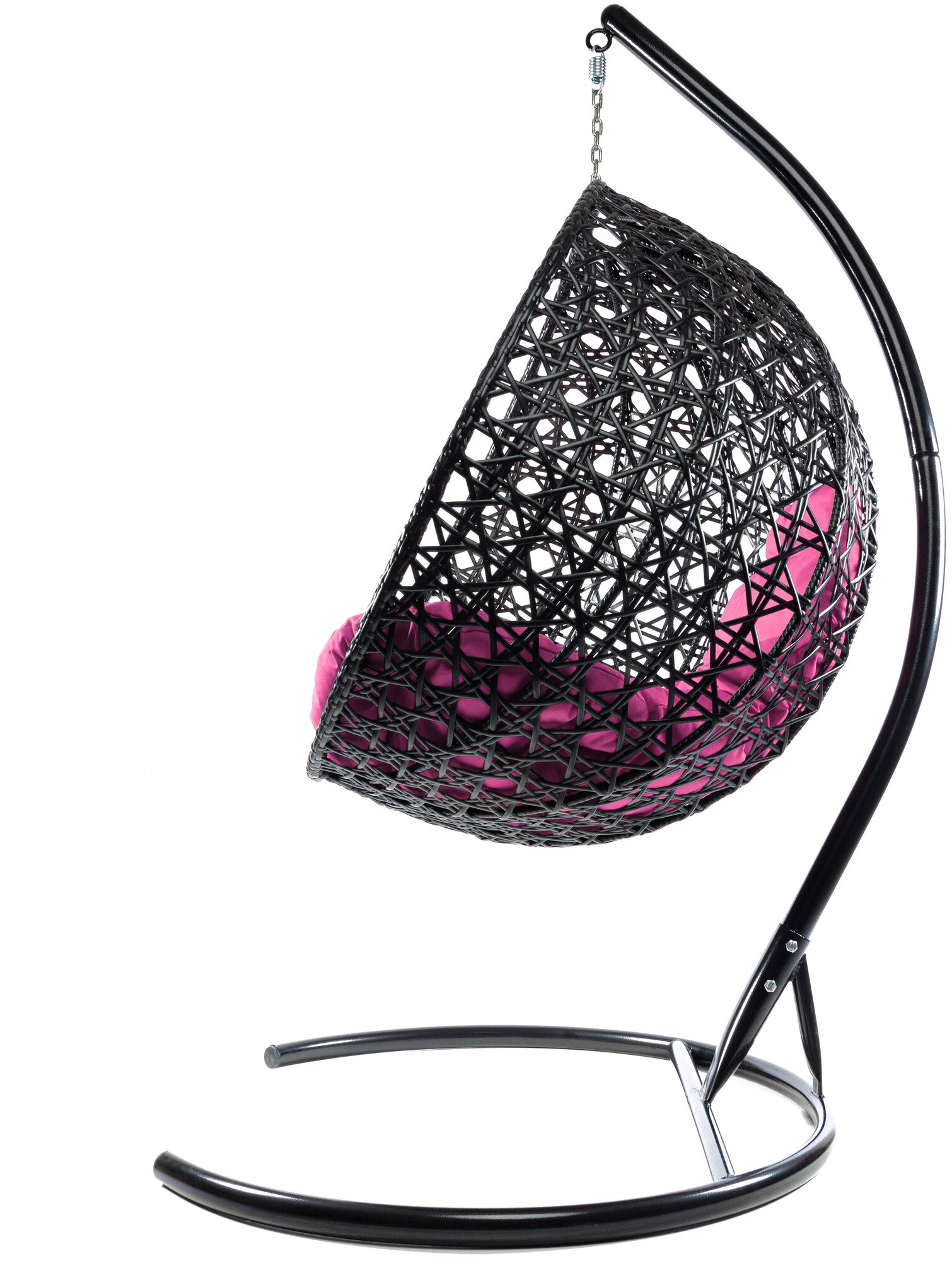 Подвесное кресло M-Group круглый Люкс чёрное, розовая подушка - фотография № 4