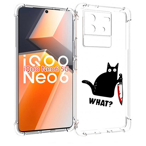 Чехол MyPads котик-убийца для Vivo iQoo Neo 6 5G задняя-панель-накладка-бампер