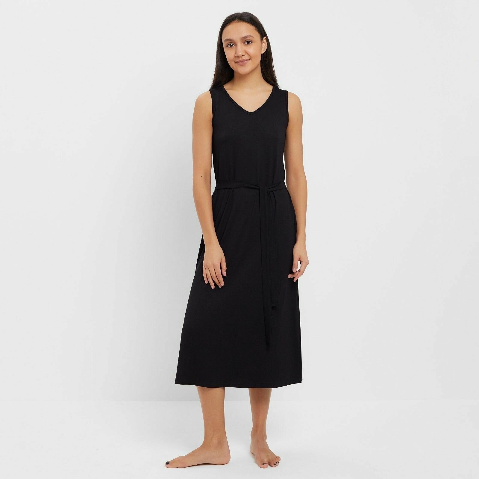 Сорочка женская (миди) MINAKU: Home collection цвет черный, размер 44 - фотография № 1