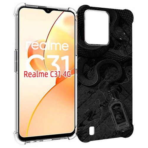 Чехол MyPads змея с бутылкой для OPPO Realme C31 задняя-панель-накладка-бампер