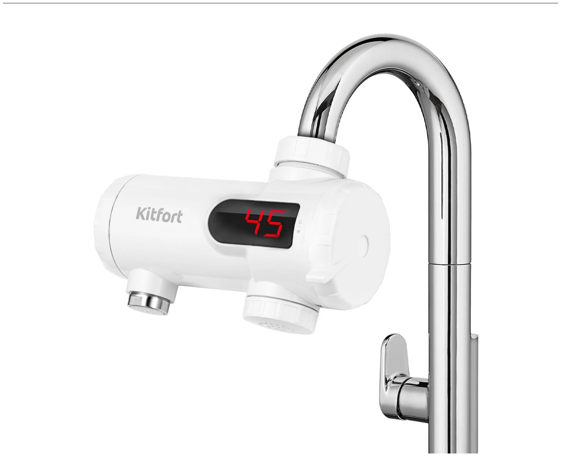 Проточный водонагреватель Kitfort КТ нагреватель для воды нагревать на кран белый 3300Вт