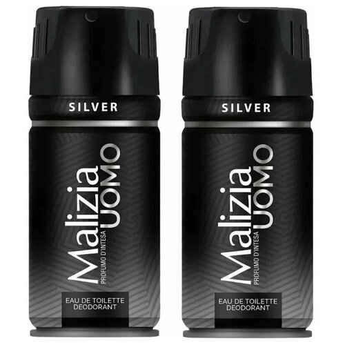 Malizia Дезодорант-аэрозоль Uomo Silver, 150 мл, 2 штуки /