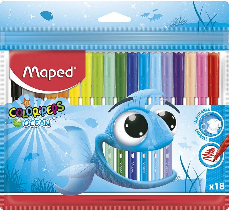 Фломастеры MAPED COLOR'PEPS OCEAN 18 шт. 845721, 733546