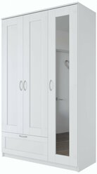 Шкаф ГУД ЛАКК Сириус, 3 двери и 1 ящик, 117х50х190 см, белый