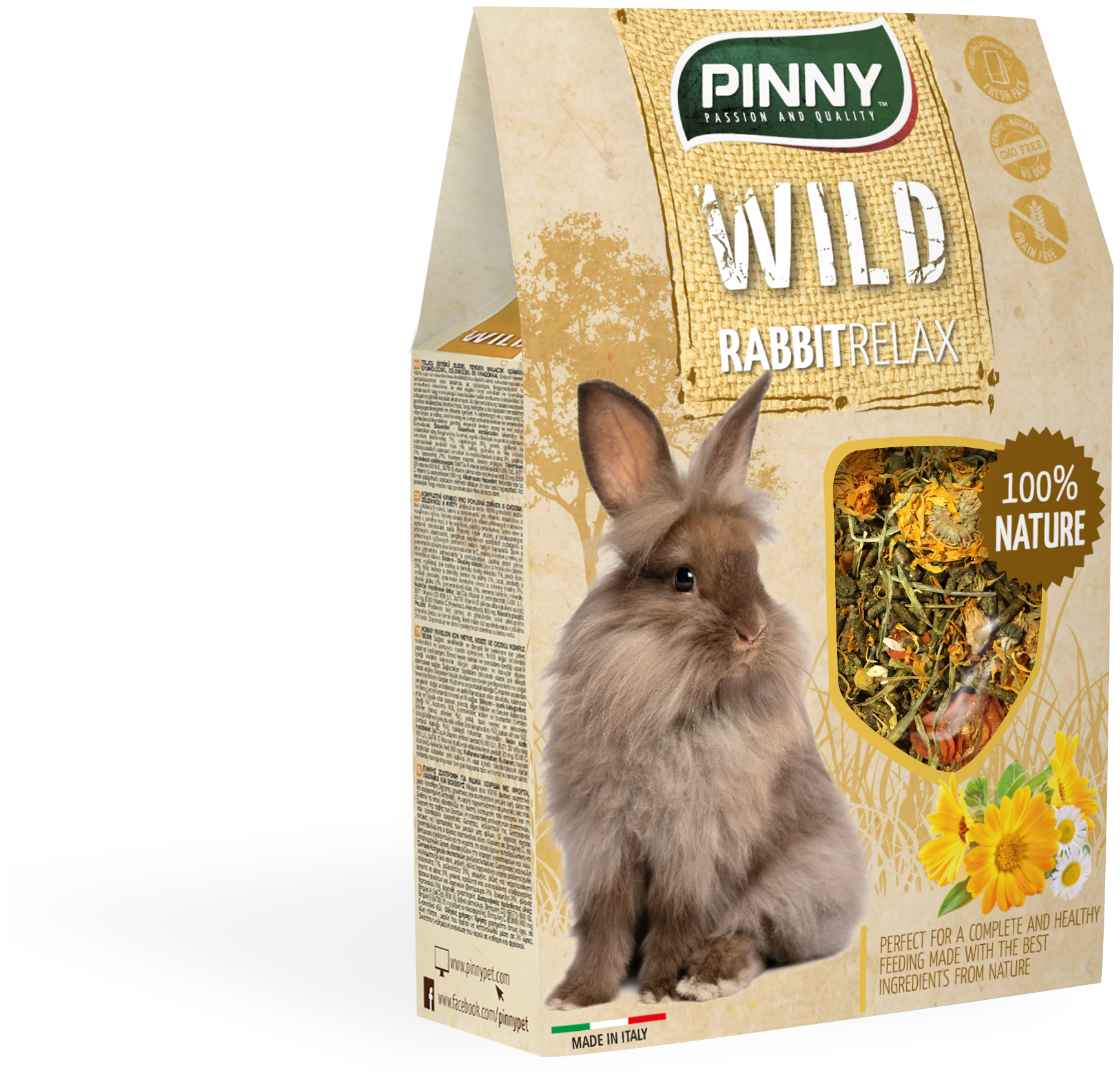 PINNY WM Полнорационный корм для кроликов с одуванчиком, бархатцем и ромашкой 600 гр.