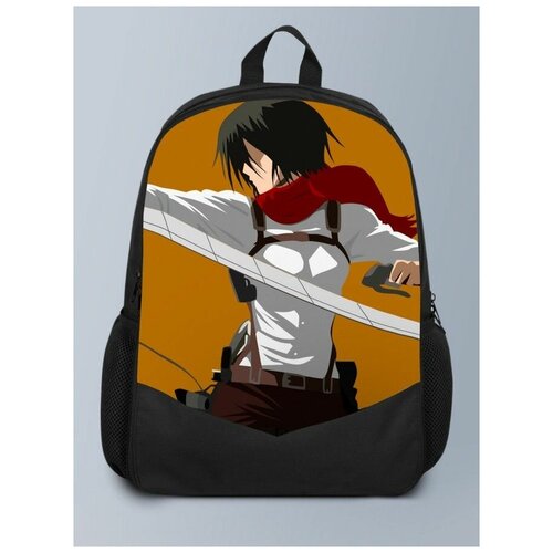 фото Черный рюкзак с принтом аниме атака титанов attack on titan, эрен, леви, микаса, армин - 56 brutbag