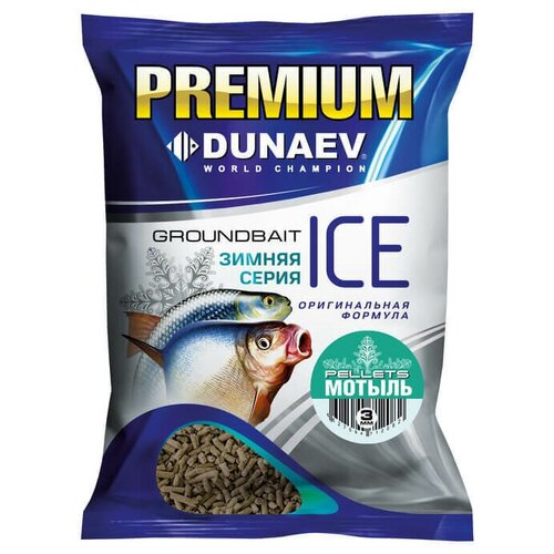 прикормка ice premium 0 9 кг dunaev мотыль Дунаев Прикормка DUNAEV iCE-PELLETS 0.9кг, 3мм Мотыль