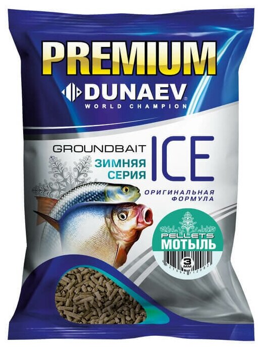 Дунаев Прикормка "DUNAEV iCE-PELLETS" 0.9кг 3мм Мотыль