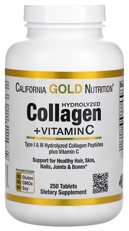 California Gold Nutrition Hydrolyzed Collagen + Vitamin C таб.