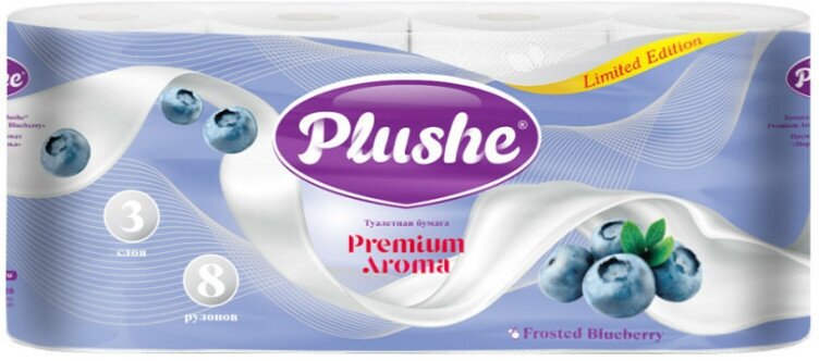 Бумага туалетная "Premium Aroma", Plushe, 3 слоя, 8 рулонов