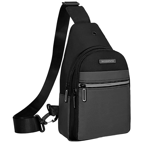 сумка слинг рюкзак через плечо нагрудная сумка рюкзак для пеших прогулок и путешествий Сумка слинг , серый, черный