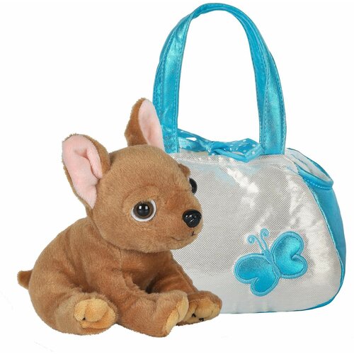 фото Мягкая игрушка abtoys животные в сумочках. щенок коричневый, 16 см