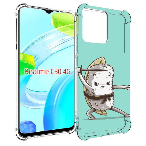 Чехол MyPads злой суши детский для Realme C30 4G / Narzo 50i Prime задняя-панель-накладка-бампер