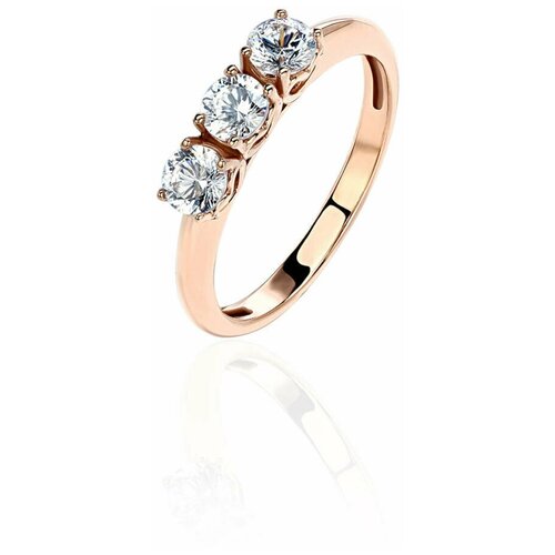 фото Кольцо из красного золота 585 пробы с фианитами 01к119302. размер 17.5 эстет