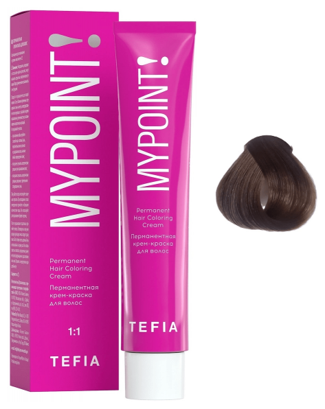 Tefia Mypoint Color перманентная крем-краска для волос, 7.81 блондин коричнево-пепельный, 60 мл