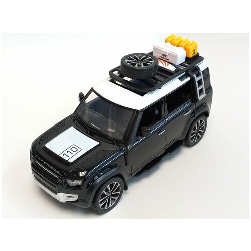 фото Машинка land rover defender металлическая с клаксоном 1:24, свет, звук, цвет черный msn trading limited