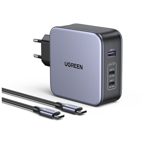 Сетевое зарядное устройство Ugreen 140 Вт GaN, кабель USB C (90549) зарядное устройство ugreen cd294 nexode mini usb c usb c 45w pd grey 90573