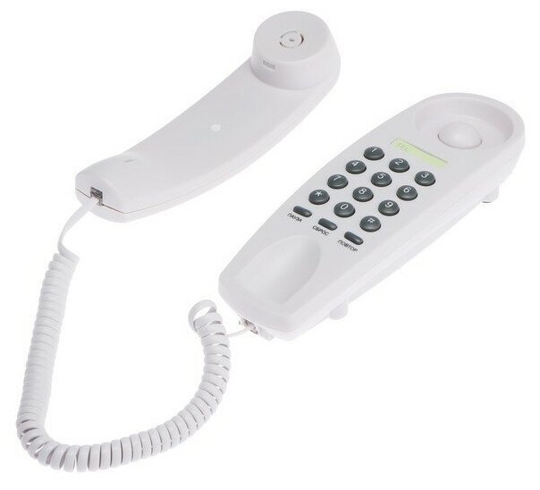 RITMIX RT-005 white {проводной телефон повторный набор номера настенная установка кнопка выключения микрофона регулятор громкости звонка}