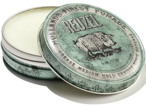 Reuzel Помада для укладки волос средней фиксации (зеленая банка) Grease Medium Hold Pomade 113 гр