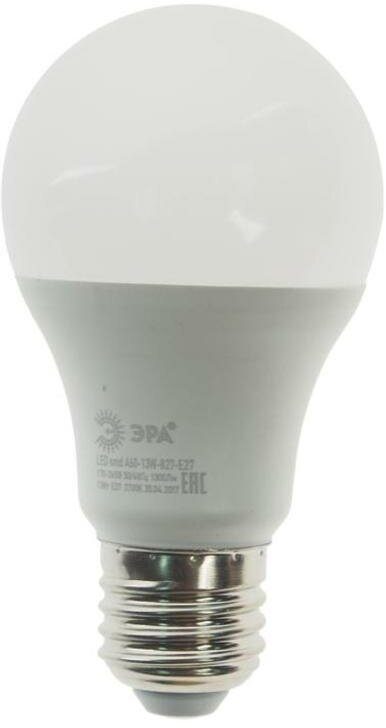 Лампа светодиодная E27 A60 13W (110W) 220V теплый ЭРА Б0020536
