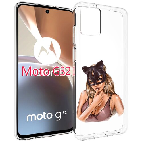 Чехол MyPads девушка-в-купальнике-с-маской-кошки женский для Motorola Moto G32 задняя-панель-накладка-бампер чехол mypads девушка в белой шляпе женский для motorola moto g32 задняя панель накладка бампер