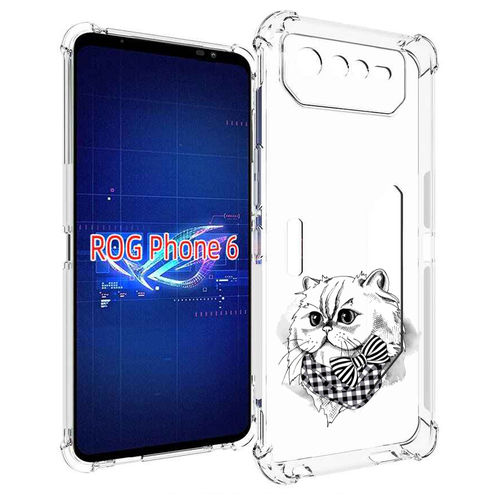 Чехол MyPads нарисованная красивая кошечка для Asus ROG Phone 6 задняя-панель-накладка-бампер