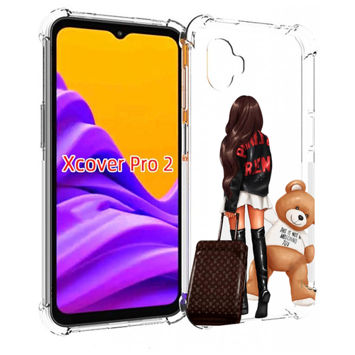 чехол mypads девушка с сумкой женский для samsung galaxy xcover pro 2 задняя панель накладка бампер Чехол MyPads девушка-с-модным-чемоданом женский для Samsung Galaxy Xcover Pro 2 задняя-панель-накладка-бампер