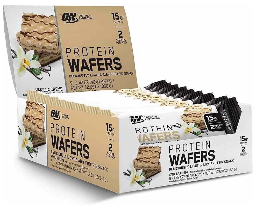 Протеиновые вафли Optimum Nutrition Protein Wafers Vanilla Creme 40g х 9шт