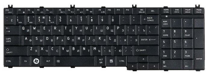 Клавиатура для ноутбука Toshiba Satellite C650, C650D, C655, C660, C670, L650, L775 (p/n: 6037B0047908)
