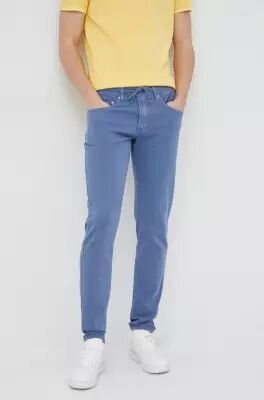 Брюки Pepe Jeans, повседневные, полуприлегающий силуэт, размер 36/32, синий