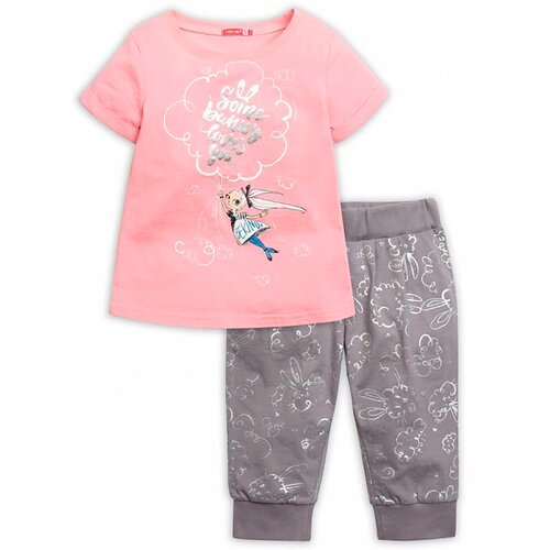 Комплект одежды Pelican, размер 3, розовый, серый комплект одежды pelican футболка и бриджи размер 3 розовый серый