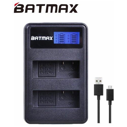 Зарядное устройство BATMAX для аккумуляторов EN-EL14/14A для камеры Nikon 2 шт батарея nikon en el14a