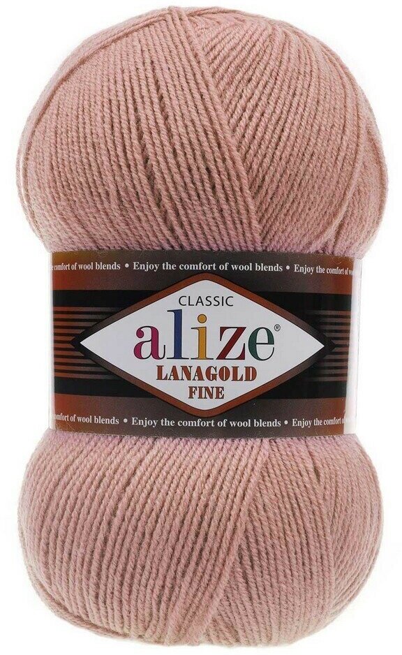 Пряжа Alize Lanagold Fine (Ланаголд Файн) - 2 шт Цвет: 173 увядшая роза 49% шерсть, 51% акрил 100г 390м