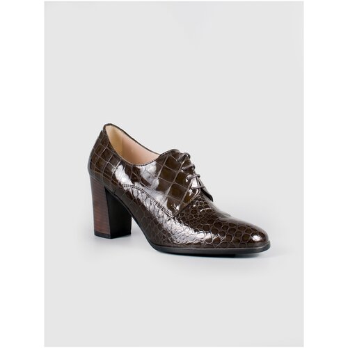 Женская обувь, G. Benatti, туфли, лакированная кожа, тисненная под крокодил коричневый цвет, шнурки, размер 39