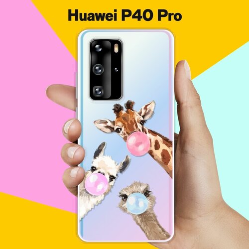 Силиконовый чехол Лама, жираф и страус на Huawei P40 Pro