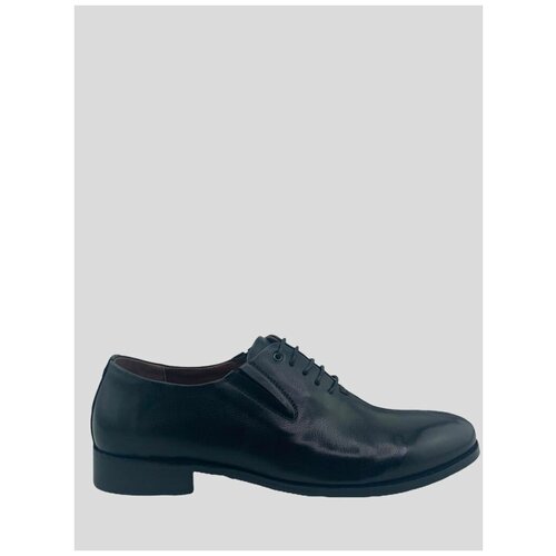 Туфли мужские оксфорды из натуральной кожи на низком квадратном каблуке, модель с вертикальным швом (4792) Цвет: Черный