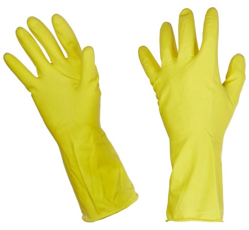 Перчатки резиновые PACLAN Professional, хлопковое напыление, желтые, размер S (латекс)