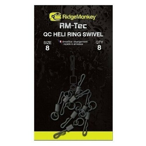 фото Вертлюг быстросьемный с кольцом ridge monkey quick change heli ring swivel size 8 ridgemonkey