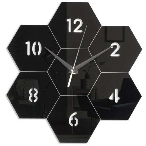 Часы-наклейка Соты, 27 х 26 см, 1 АА, черные